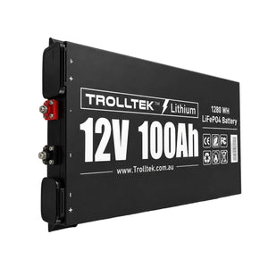 Trolltek™ 12V LiFePO4 Lithium Slimline Battery AC Bundle – Charge From 240V Power (AC)
