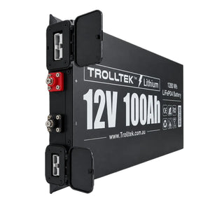 Trolltek™ 12V LiFePO4 Lithium Slimline Battery AC Bundle – Charge From 240V Power (AC)