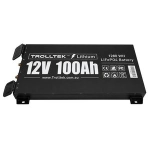 Trolltek™ 12V LiFePO4 Lithium Slimline Battery AC Bundle – Charge From 240V Power (AC)