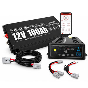 Trolltek™ 12V LiFePO4 Lithium Slimline Battery 4WD Bundle – Charge While Driving (DC)