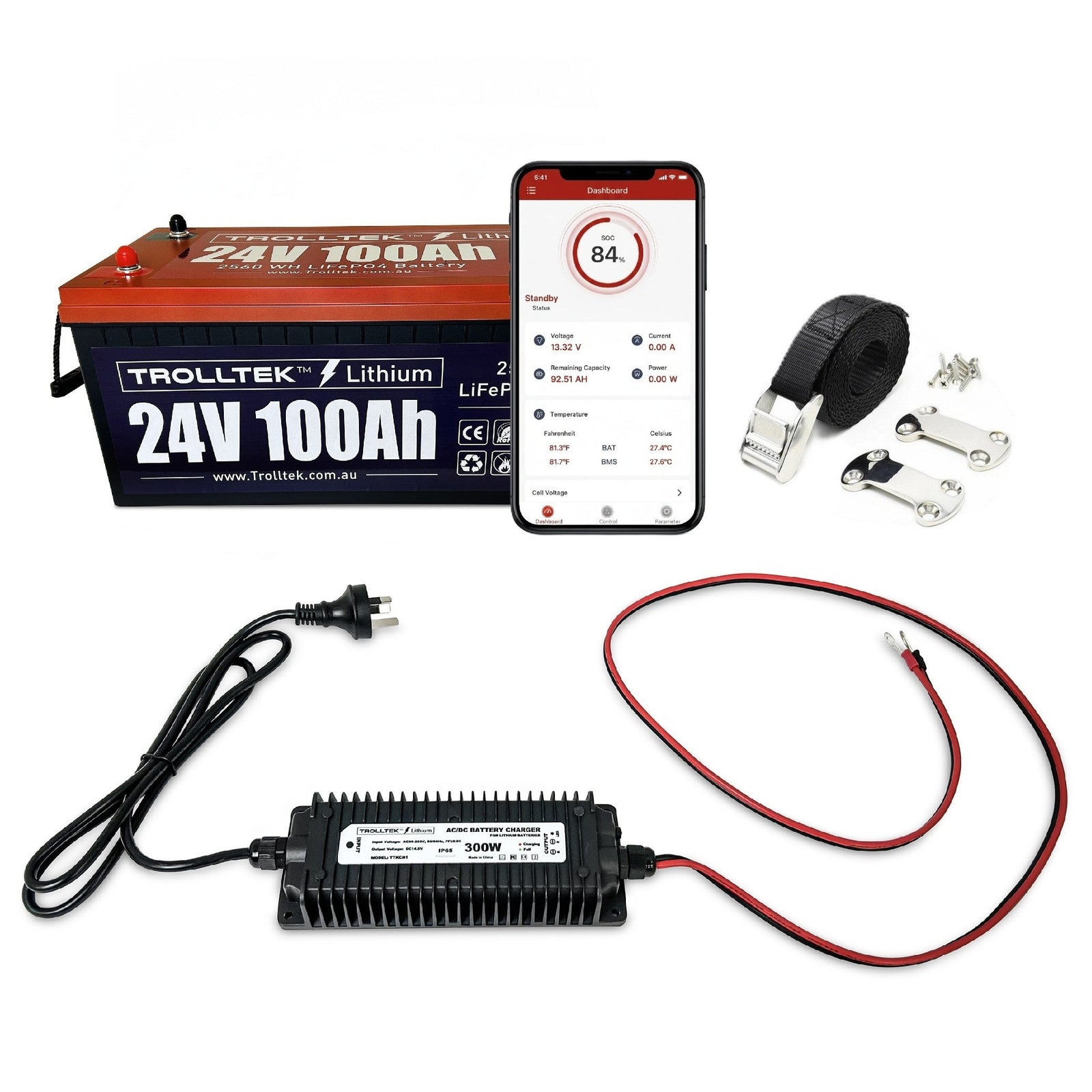 Trolltek™ 24V LiFePO4 Lithium Battery AC Bundle – Charge From 240V Power (AC)