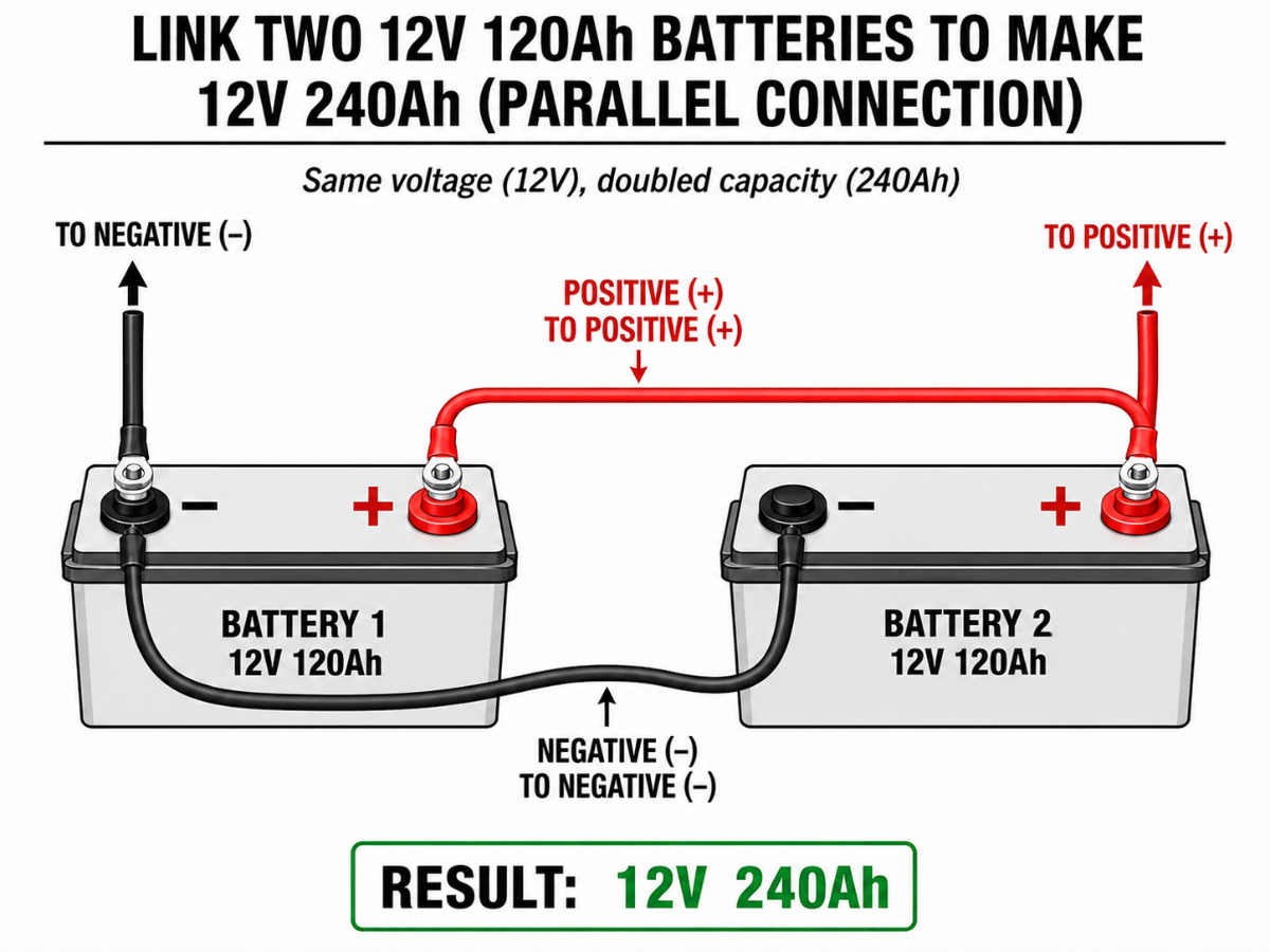 Sherpa 4x4 Battery Linking Cables - 1/0 AWG / 50 mm² x 300mm with M8 Ring Terminals
