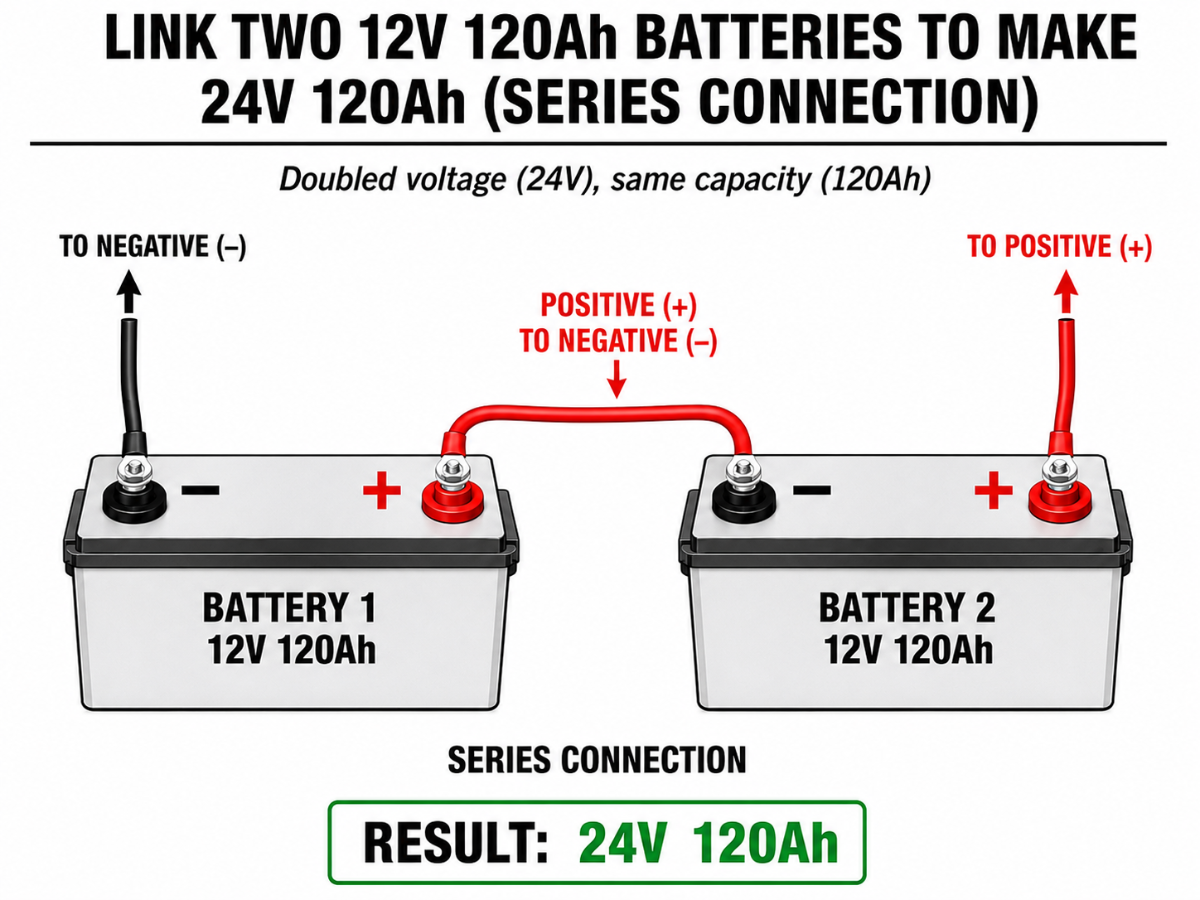 Sherpa 4x4 Battery Linking Cables - 1/0 AWG / 50 mm² x 300mm with M8 Ring Terminals