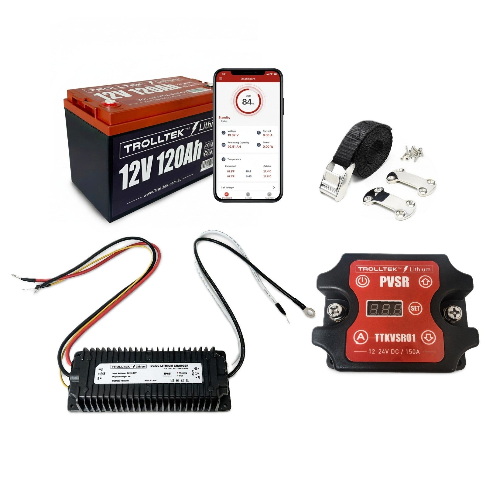Trolltek™ 12V LiFePO4 Lithium Battery DC Bundle – Charge While Driving (DC)