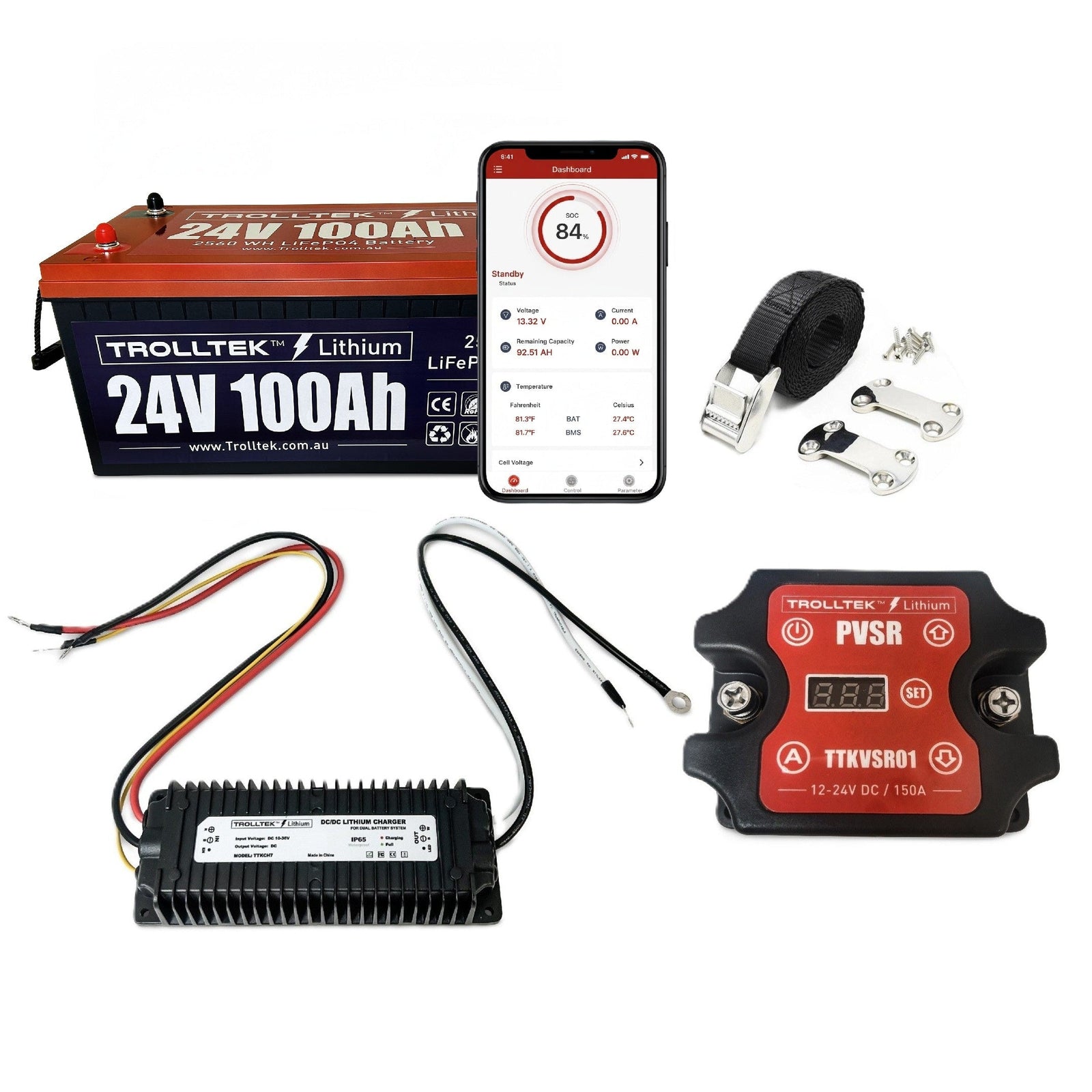 Trolltek™ 24V LiFePO4 Lithium Battery DC Bundle – Charge While Driving (DC)