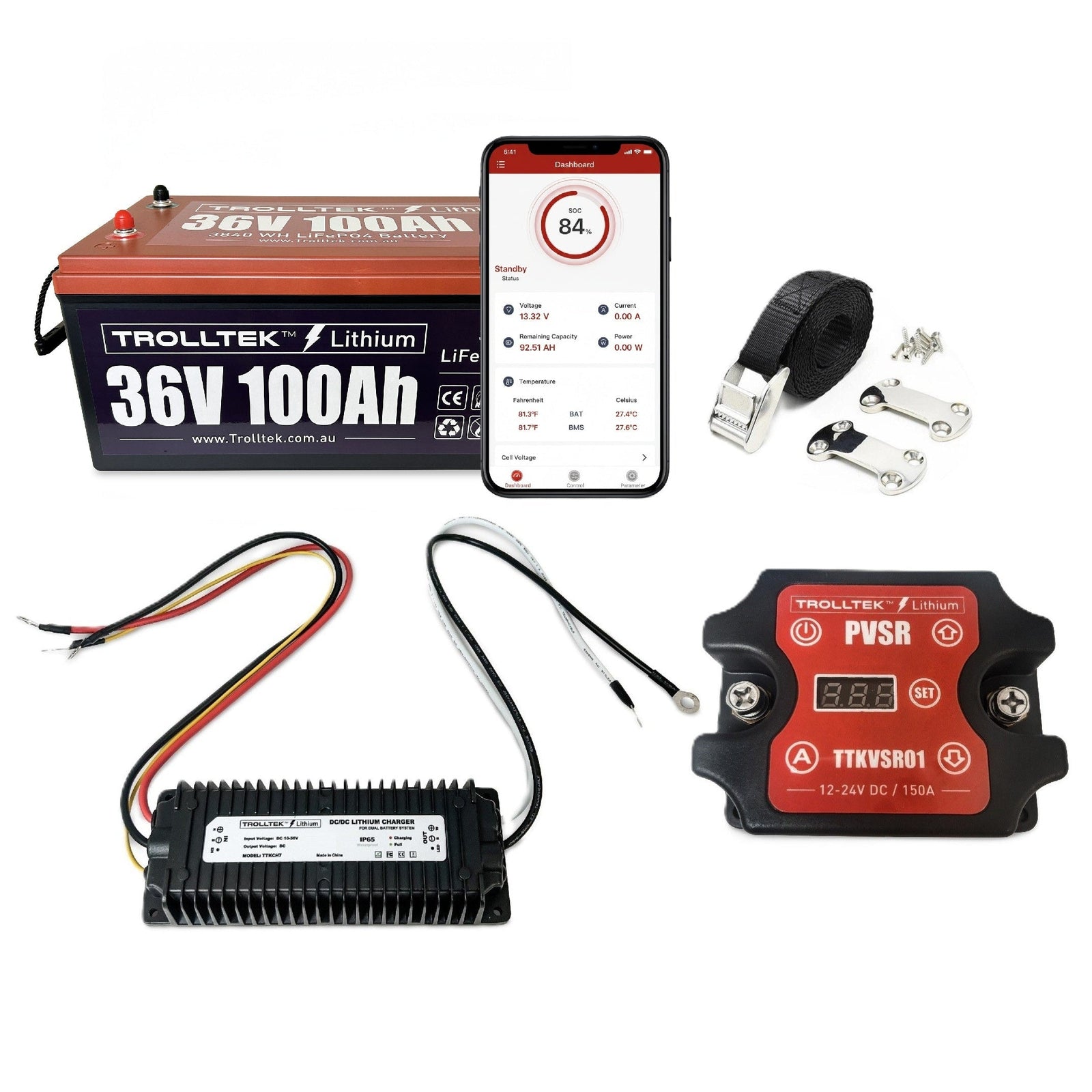 Trolltek™ 36V LiFePO4 Lithium Battery DC Bundle – Charge While Driving (DC)