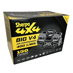 Sherpa 4x4 'BIG V4' Air Compressor (400 L/min) with Pre-set Pressure Control System - 12V & 24V