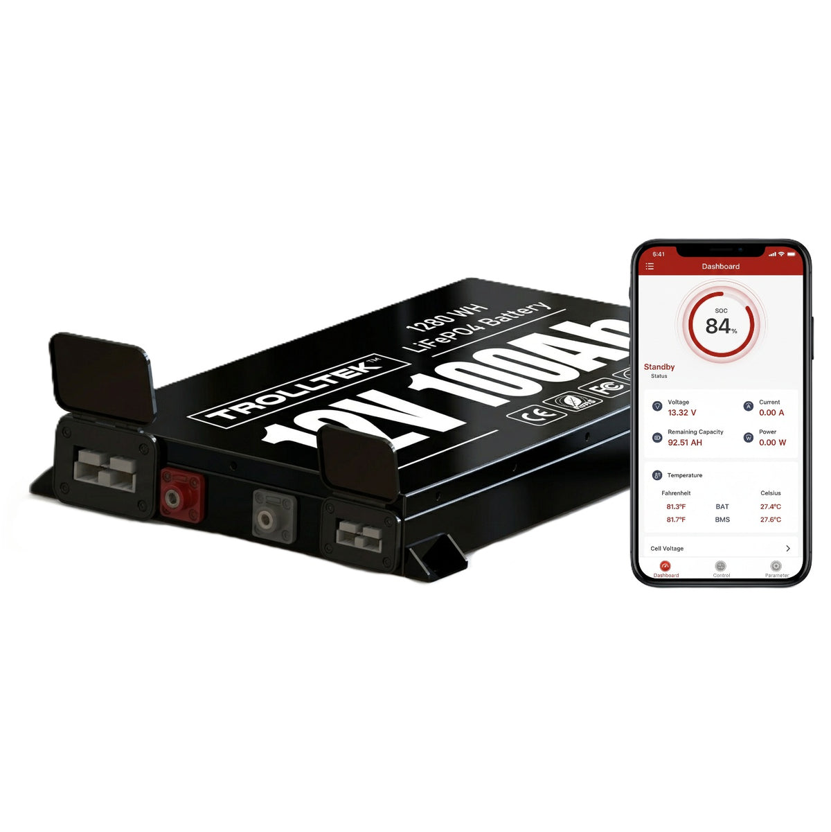 Trolltek™ 12V LiFePO4 Lithium Slimline Battery DC Bundle – Charge While Driving (DC)